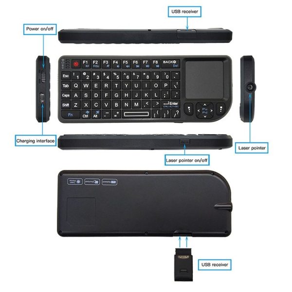A8 Mini Wireless Mouse And Keyboard With Laser Touchpad Keyboard, Colour: English White Backlight - Image 3
