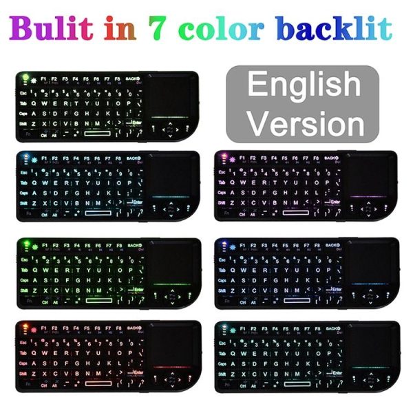 A8 Mini Wireless Mouse And Keyboard With Laser Touchpad Keyboard, Colour: English Colorful Backlight - Image 3