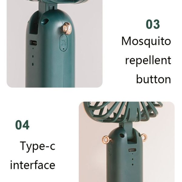 WT-TX6 Mini Handheld Fan Sonic Mosquito Repellent Children Outdoor Portable Hanging Neck Fan (Pink) - Image 4