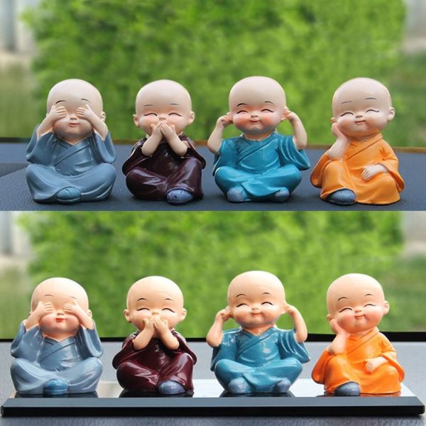 In Car Cute Four Little Monks Ornaments Car Interior Decorations Specification: Not Swing - Image 2