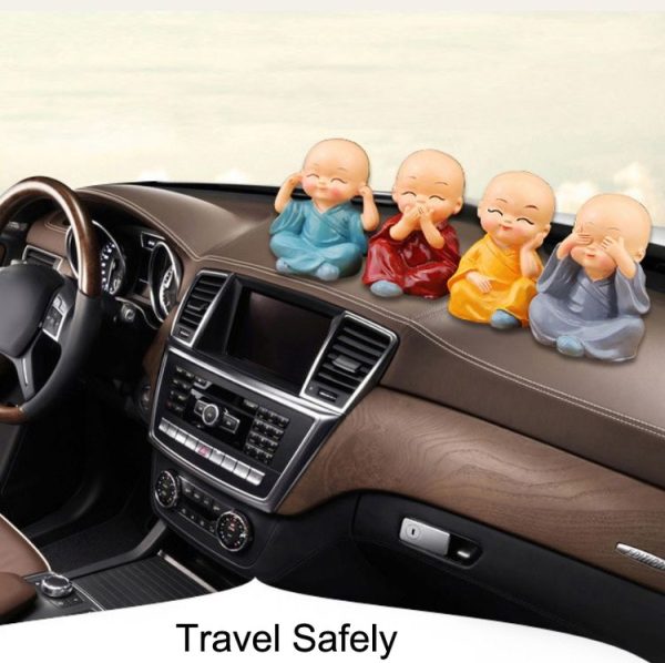 In Car Cute Four Little Monks Ornaments Car Interior Decorations Specification: Not Swing - Image 7