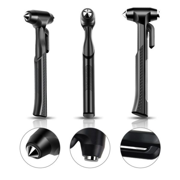 Car Safety Life-Saving Hammer Car Emergency Multifunctional Window Breaker, Colour: Deluxed Black With Fixed Rack - Image 3