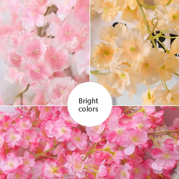 Simulation Sakura Rattan Plastic Decorative Flower Vine, Colour: 135 Flowers Light Pink - Image 3