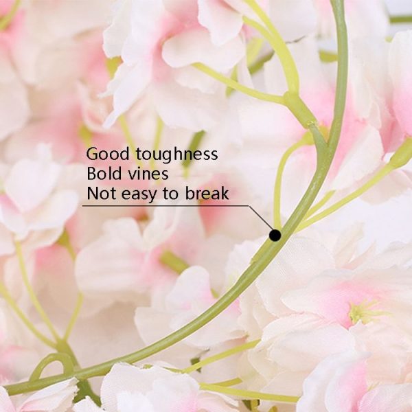 Simulation Sakura Rattan Plastic Decorative Flower Vine, Colour: 135 Flowers Light Pink - Image 5