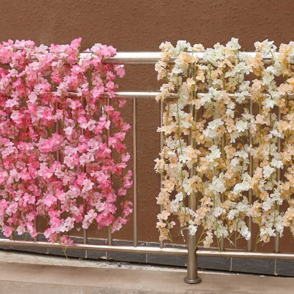 Simulation Sakura Rattan Plastic Decorative Flower Vine, Colour: 135 Flowers Light Pink - Image 6