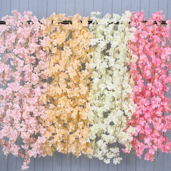 Simulation Sakura Rattan Plastic Decorative Flower Vine, Colour: 135 Flowers Light Pink - Image 7