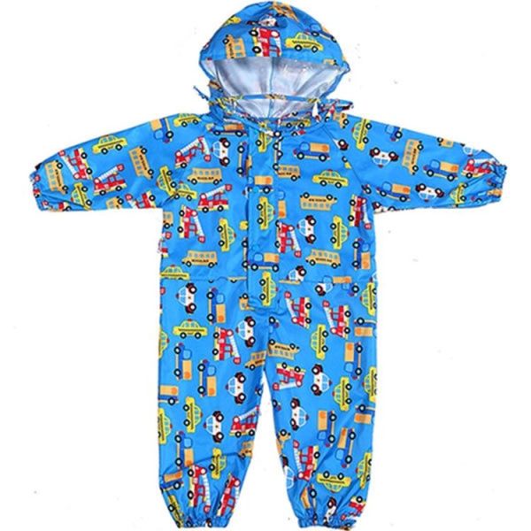 Siamese Children Raincoat Print Thin Section Hooded Raincoat, Size: M (Blue) - Image 2