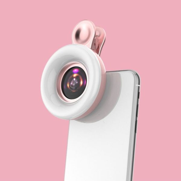 Mobile Phone Macro Lens Beauty Makeup Selfie Light (Pink)