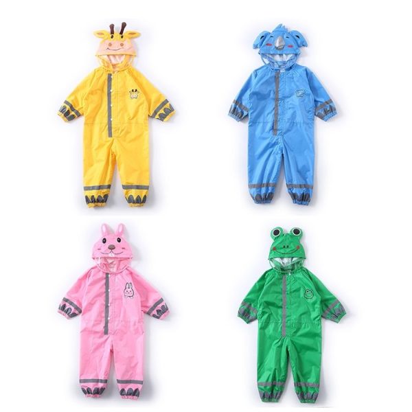 Children One-Piece Raincoat Boys And Girls Lightweight Hooded Poncho, Size: M (Yellow) - Image 2