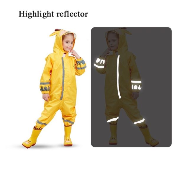 Children One-Piece Raincoat Boys And Girls Lightweight Hooded Poncho, Size: M (Yellow) - Image 3