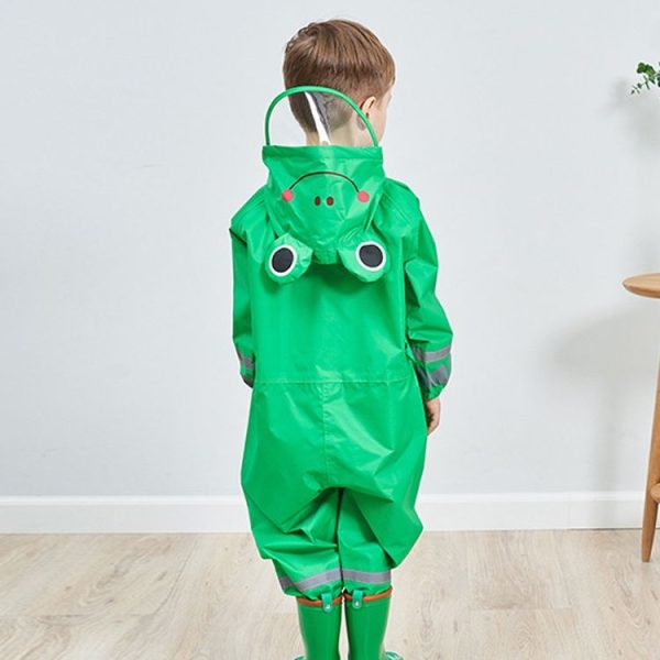Children One-Piece Raincoat Boys And Girls Lightweight Hooded Poncho, Size: M (Yellow) - Image 5