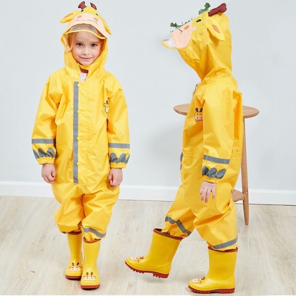 Children One-Piece Raincoat Boys And Girls Lightweight Hooded Poncho, Size: M (Yellow) - Image 6