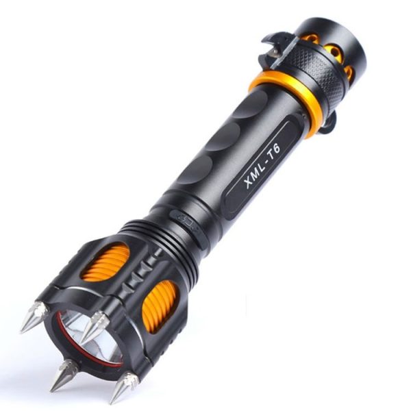 Outdoor LED T6 Strong Light Rechargeable Flashlight Car Safety Hammer Multi-Function Aelf-Defense Flashlight (Single Flashlight) - Image 2