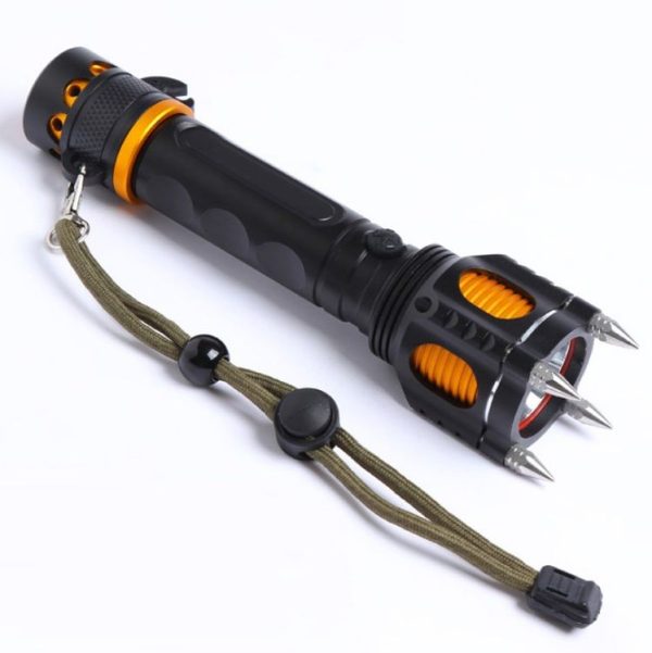 Outdoor LED T6 Strong Light Rechargeable Flashlight Car Safety Hammer Multi-Function Aelf-Defense Flashlight (Single Flashlight) - Image 3