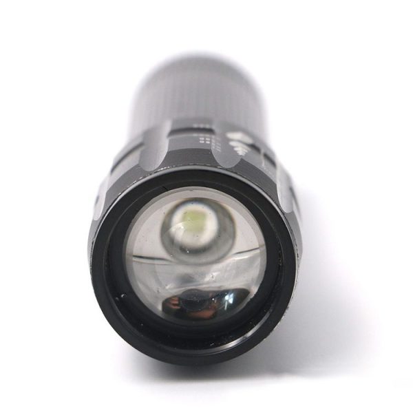 2 PCS Three-Speed Zoom LED Flashlight Mini Aluminum Flashlight (Black) - Image 3