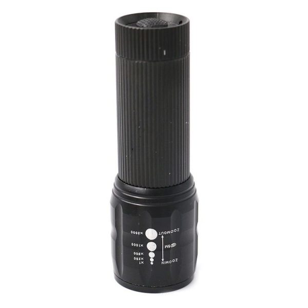 2 PCS Three-Speed Zoom LED Flashlight Mini Aluminum Flashlight (Black) - Image 5
