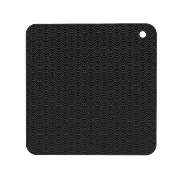 Geometry Kitchen Silicone Pot Holder Heat Insulation Pad Square (Black)