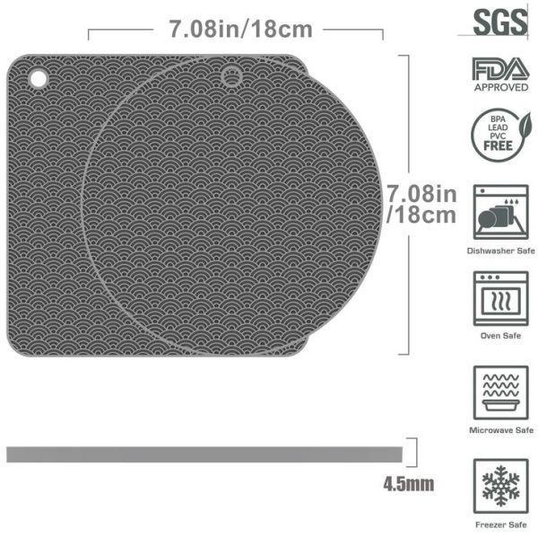 Geometry Kitchen Silicone Pot Holder Heat Insulation Pad Square (Black) - Image 4