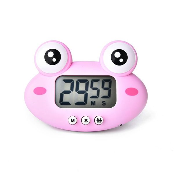 Kitchen Baking Cartoon Animal Electronic Timer Alarm Clock Student Learning Timer (Pink Frog)