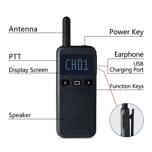 KSUN X-30 M2 Outdoor Handheld Mini Walkie Talkie Color Random Delivery - Image 3