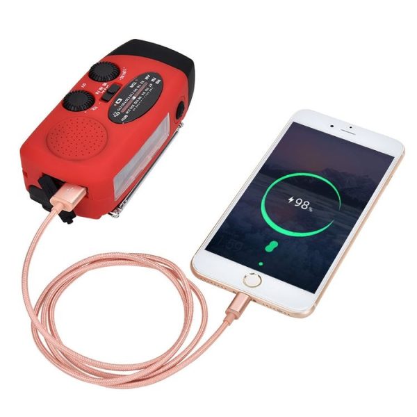 HRD-902 Multifunctional Hand Crank Solar Power LED Flashlight Emergency Alarm FM Radio - Image 4
