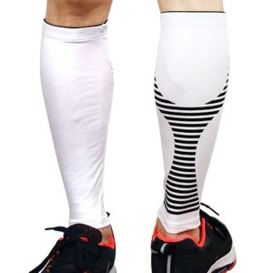 2 PCS Sports Calf Protection Basketball Football Running Leggings Protective Gear High-Elastic Warm Breathable Knee Pads Socks, Specification: M (White)