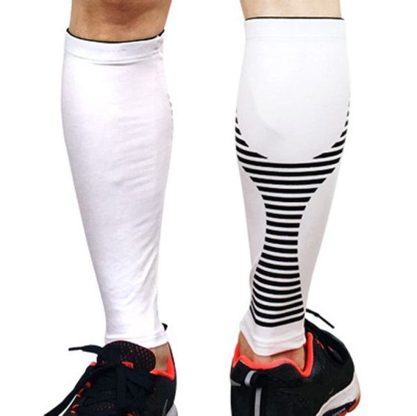 2 PCS Sports Calf Protection Basketball Football Running Leggings Protective Gear High-Elastic Warm Breathable Knee Pads Socks, Specification: L (White)
