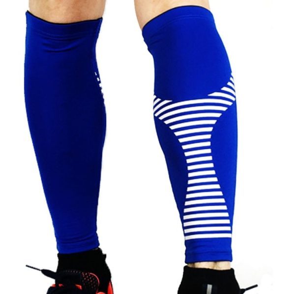 2 PCS Sports Calf Protection Basketball Football Running Leggings Protective Gear High-Elastic Warm Breathable Knee Pads Socks, Specification: L (Blue)