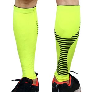 2 PCS Sports Calf Protection Basketball Football Running Leggings Protective Gear High-Elastic Warm Breathable Knee Pads Socks, Specification: L (Fluorescent Green)