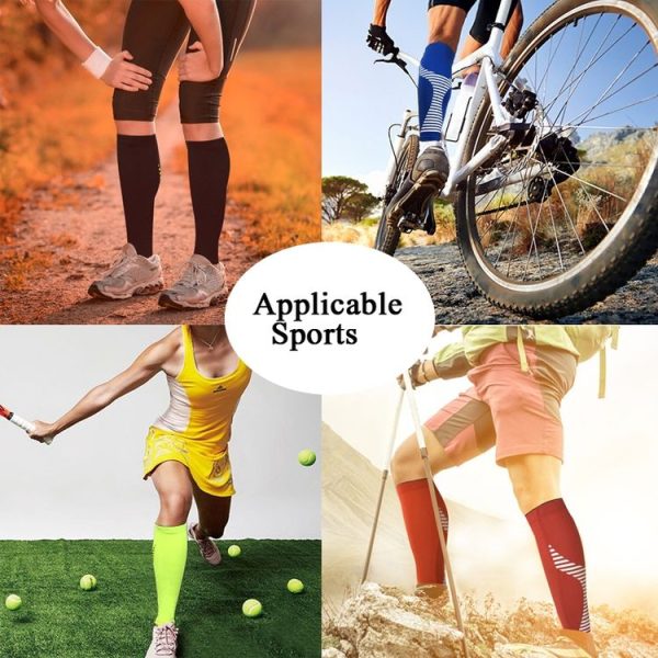 2 PCS Sports Calf Protection Basketball Football Running Leggings Protective Gear High-Elastic Warm Breathable Knee Pads Socks, Specification: XL (Fluorescent Green) - Image 2