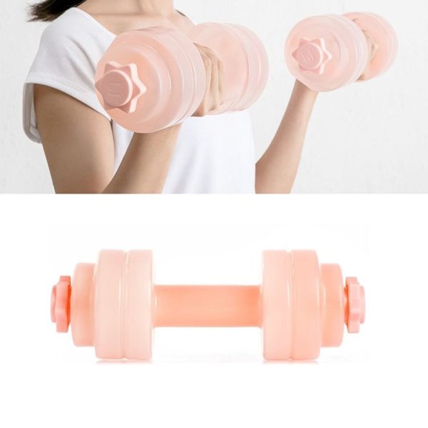 Women Home Fitness Water Injection Dumbbell Arm Muscle Training Device Portable Fitness Equipment (Transparent Pink)