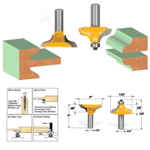 2 PCS / Set Door Frame Tenon Cutter Woodworking Engraving Milling Cutter - Image 3