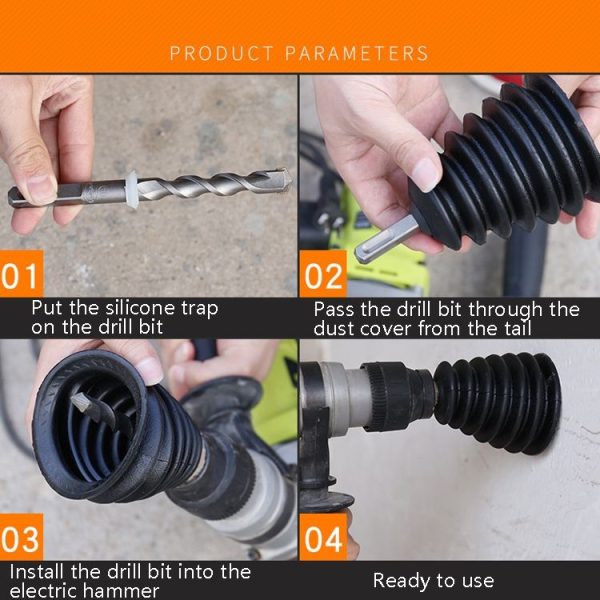 2 PCS Electric Hammer Dust Cover Dust Collection Bowl Impact Drill Accessories (Black) - Image 7