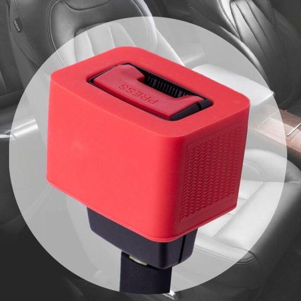 Safety Belt Holder Silicone Buckle Protective Cover (Red) - Image 6