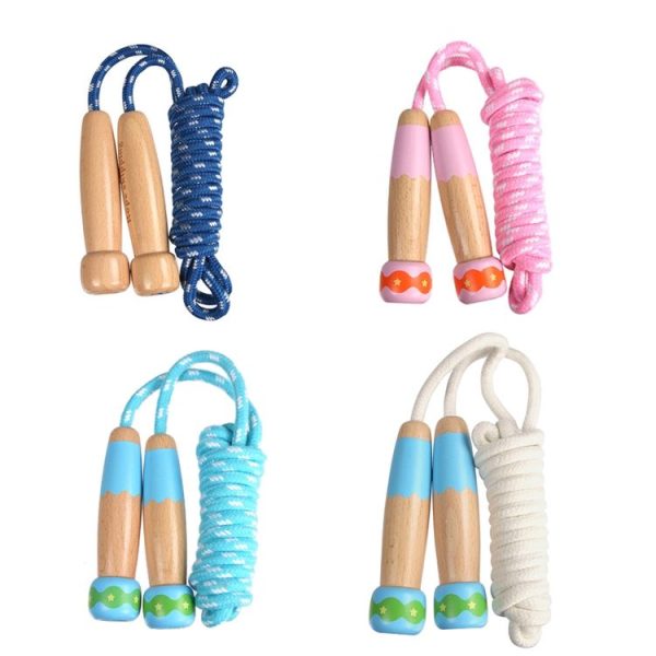 Wooden Children Skipping Rope Kindergarten Pupils Beginners Adjustable Skipping Rope, Length: 2.7m (White) - Image 2