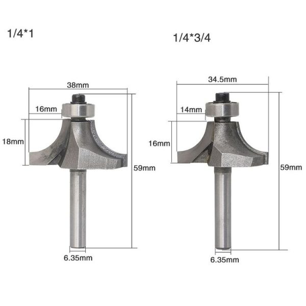 4 PCS / Set Round Corner Woodworking Cutter Trimming Machine Alloy Cutter Head - Image 3