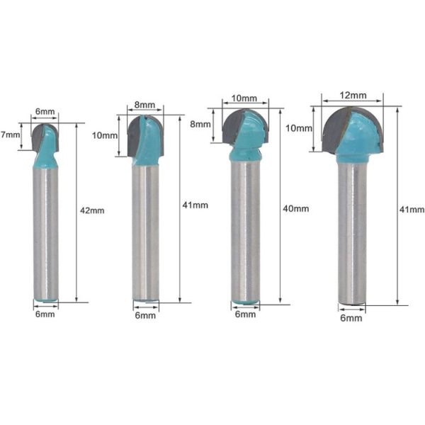 5 PCS / Set 6-18mm 6 Shank Lace Round Cutter Woodworking Relief Milling Cutter - Image 3