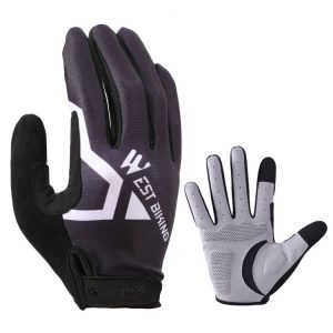 WEST BIKING YP0211216 Riding Gloves Bike Shock Absorption Touch Screen Full Finger Glove, Size: M (Black)