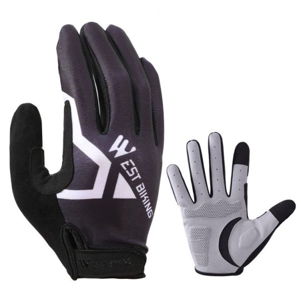 WEST BIKING YP0211216 Riding Gloves Bike Shock Absorption Touch Screen Full Finger Glove, Size: M (Black)