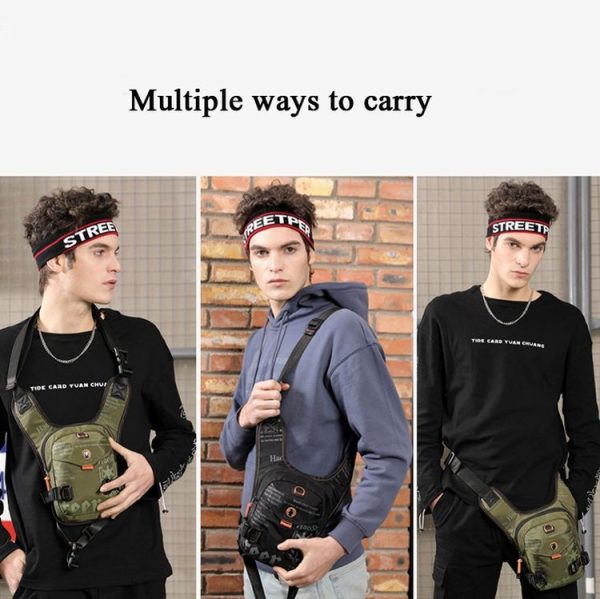 HaoShuai 5126 Outdoor Riding Leg Bag Multifunctional Sports Men Chest Bag Portable Waist Bag Messenger Bag (Navy Blue) - Image 7