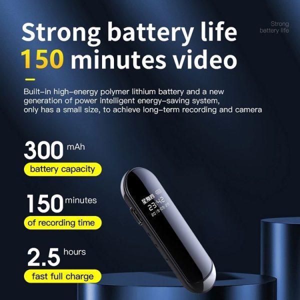 V8 160 Degrees Wide Angle 1080P Smart HD Video Pen Noise Reduction Voice Recorder, Capacity: 8GB - Image 6