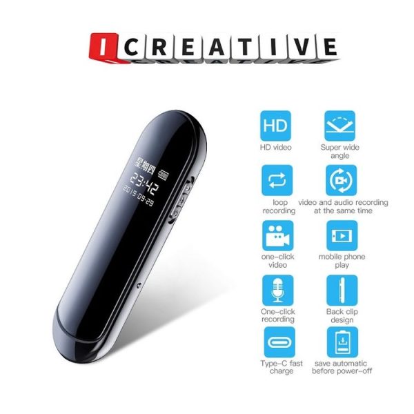 V8 160 Degrees Wide Angle 1080P Smart HD Video Pen Noise Reduction Voice Recorder, Capacity: 128GB - Image 3
