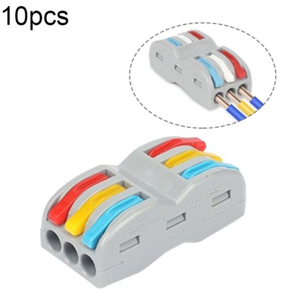 10pcs SPL-3 3 In 3 Out Colorful Quick Line Terminal Multi-Function Dismantling Wire Connection Terminal