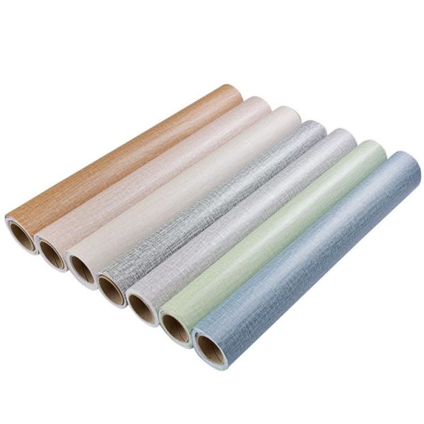 PVC Imitation Cloth Self-Adhesive Wallpaper Waterproof Thick Wall Stickers TV Background Wall Decoration Linen Wallpaper Size: 60cm x 3m (Deep Gray A604) - Image 2