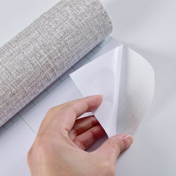 PVC Imitation Cloth Self-Adhesive Wallpaper Waterproof Thick Wall Stickers TV Background Wall Decoration Linen Wallpaper Size: 60cm x 3m (Deep Gray A604) - Image 4