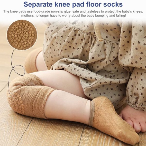 Summer Children Knee Pads Baby Floor Socks Baby Non-Slip Crawling Sports Protection Suit M 1-3 Years Old (Light Purple) - Image 4