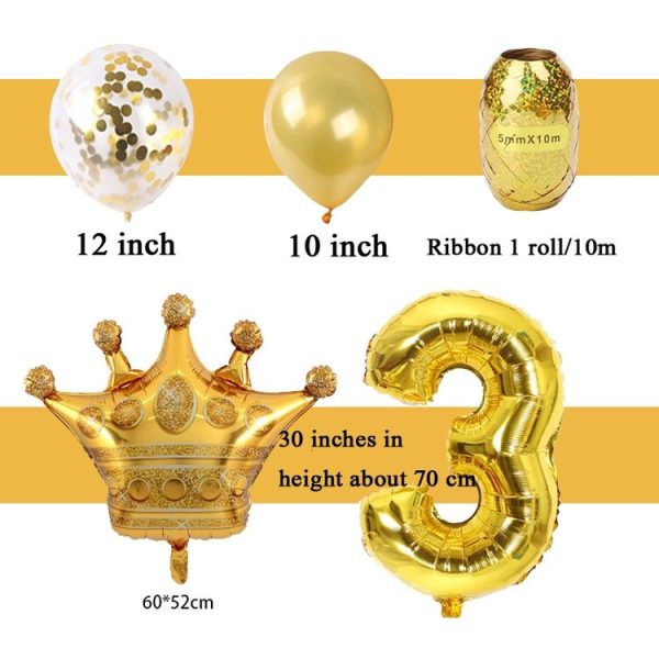 2 PCS Birthday Baby Children Golden Crown Aluminum Film Number Balloon Set Wedding Scene Decoration (Number 2) - Image 3