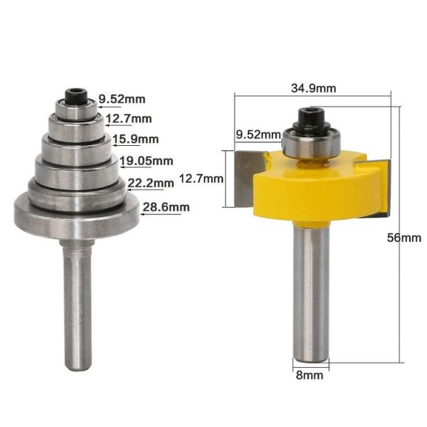 7 Bearing Slot Cutters 8 Handle Adjustable Woodworking Milling Cutters - Image 3