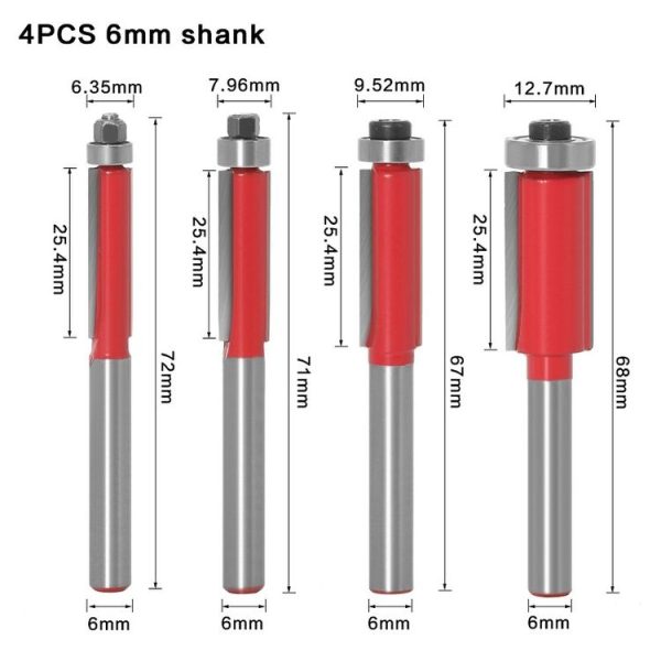 Woodworking Engraving Milling Cutter Trimming Machine Alloy Cutter Head, Model: 6mm Handle 4PCS / Set - Image 2