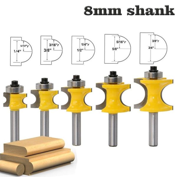 8-Shank Bearing Positive Semicircular Cutter Engraving Machine Woodworking Cutter, Model: 5 PCS / Set - Image 2